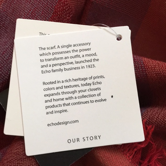 Echo red/grey tone long scarf - Picture 11 of 11